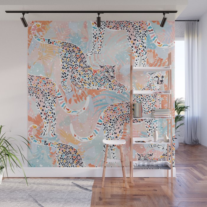 Colorful Wild Cats Wall Mural Gallery Image 1