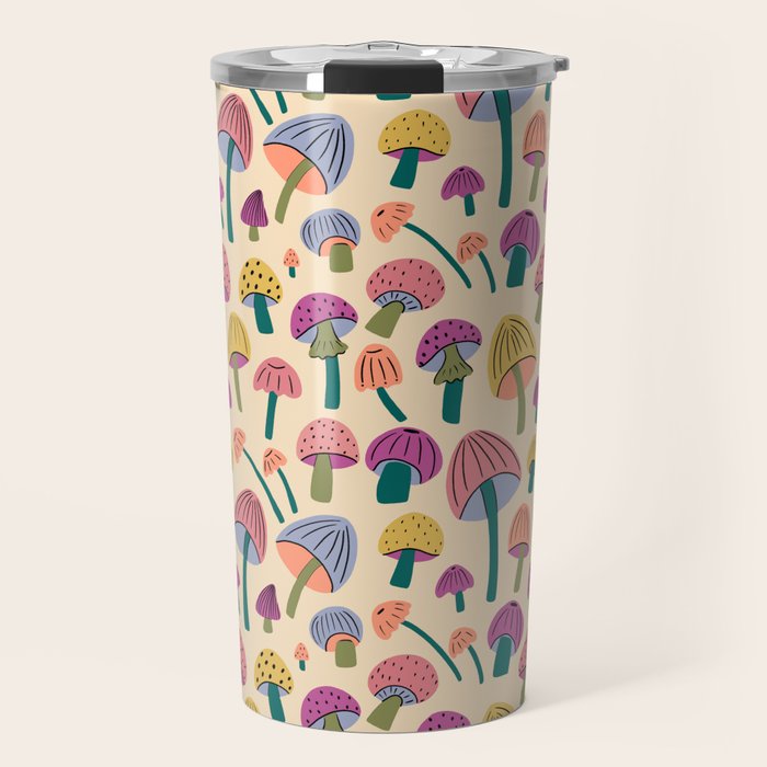 Retro Mushroom - pattern  Travel Mug Gallery Image 1