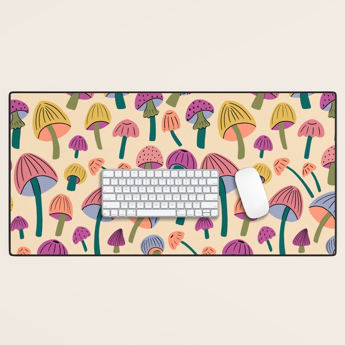Retro Mushroom - pattern  Desk Mat Gallery Image 1