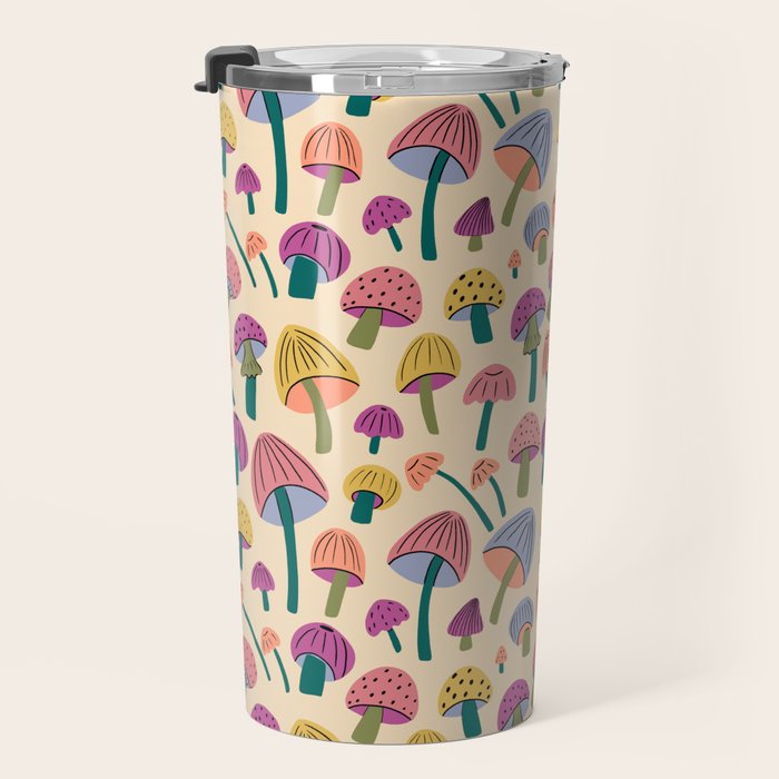 Retro Mushroom - pattern  Travel Mug Gallery Image 3
