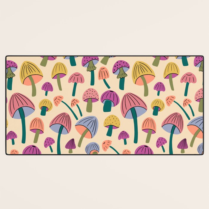 Retro Mushroom - pattern  Desk Mat Gallery Image 3