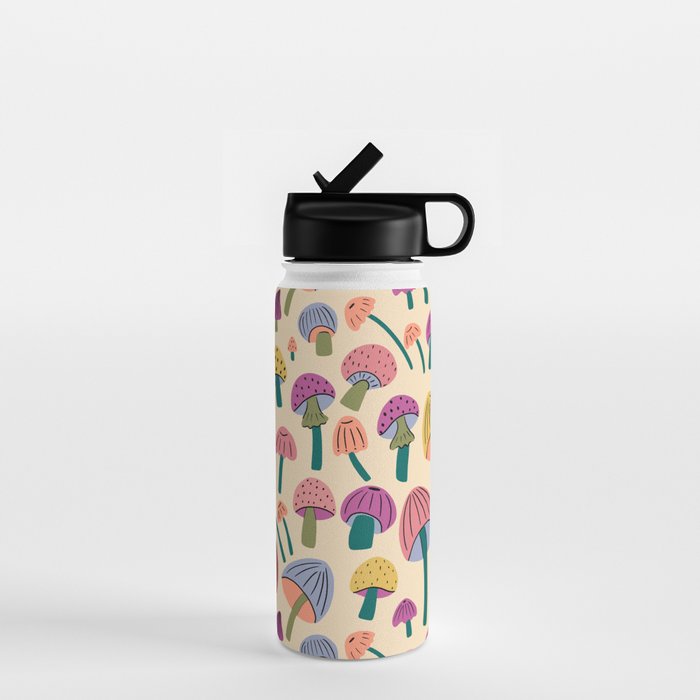 Retro Mushroom - pattern  Water Bottle Gallery Image 1