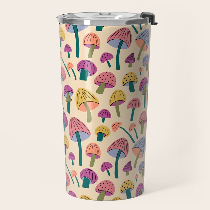 Retro Mushroom - pattern  Travel Mug Gallery Image 2