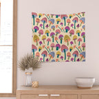 Retro Mushroom - pattern  Wall Tapestry Gallery Image 2