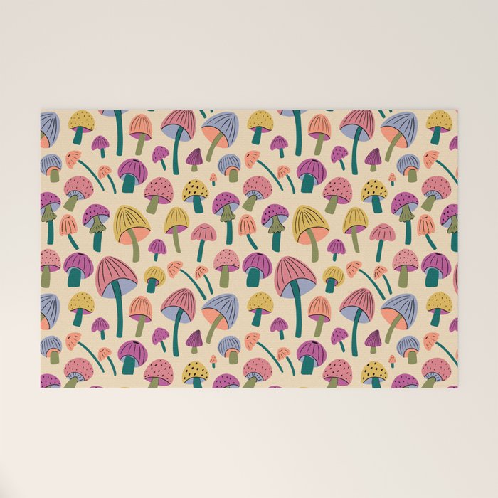 Retro Mushroom - pattern  Welcome Mat Gallery Image 1