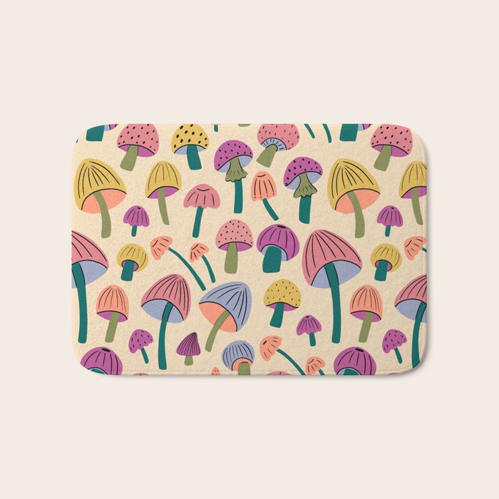 Retro Mushroom - pattern  Bath Mat Gallery Image 1