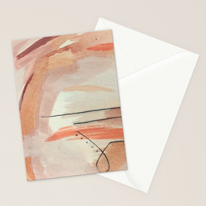 Aly [3]: minimal | pinks | white | black | mixed media | abstract | ink | watercolor | wall art Stationery Card Gallery Image 2