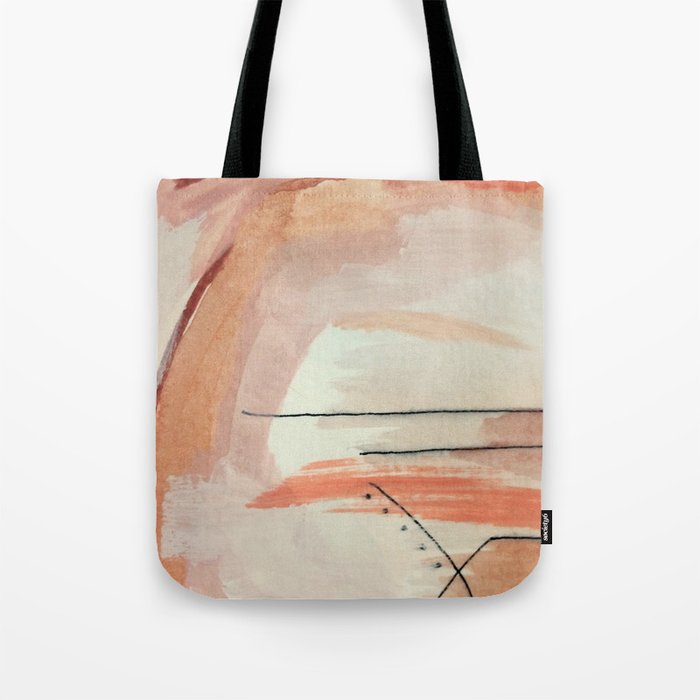 Aly [3]: minimal | pinks | white | black | mixed media | abstract | ink | watercolor | wall art Tote Bag Gallery Image 1