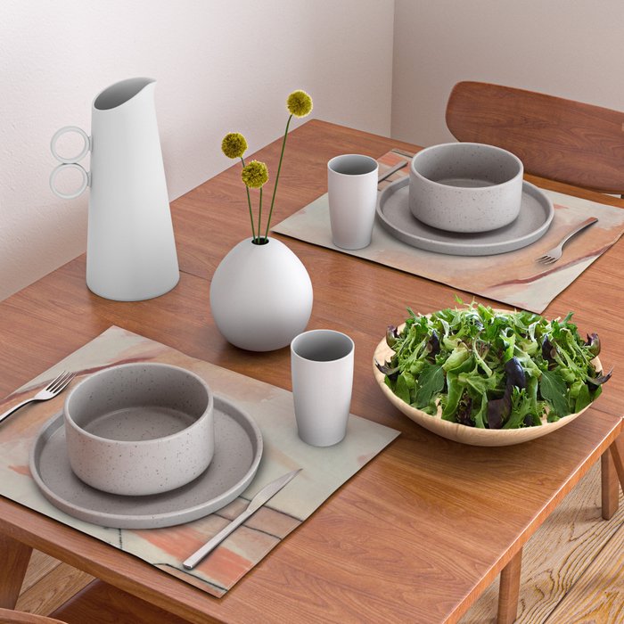 Aly [3]: minimal | pinks | white | black | mixed media | abstract | ink | watercolor | wall art Placemat Gallery Image 2