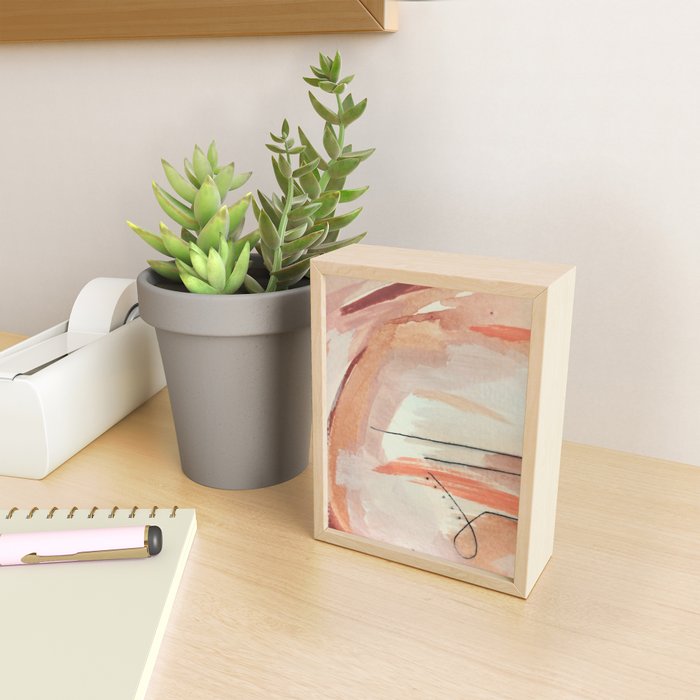 Aly [3]: minimal | pinks | white | black | mixed media | abstract | ink | watercolor | wall art Mini Art Print Gallery Image 2