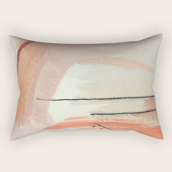 Aly [3]: minimal | pinks | white | black | mixed media | abstract | ink | watercolor | wall art Rectangular Pillow Gallery Image 2