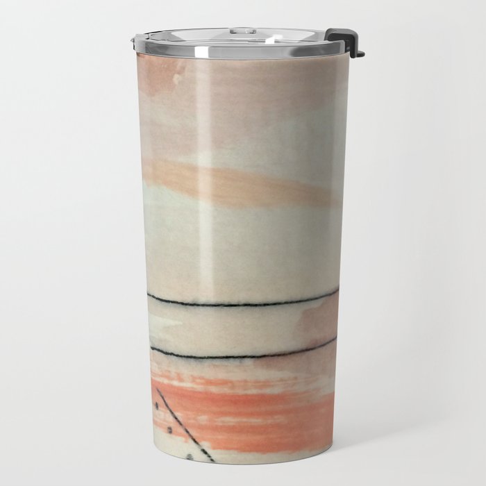 Aly [3]: minimal | pinks | white | black | mixed media | abstract | ink | watercolor | wall art Travel Mug Gallery Image 2
