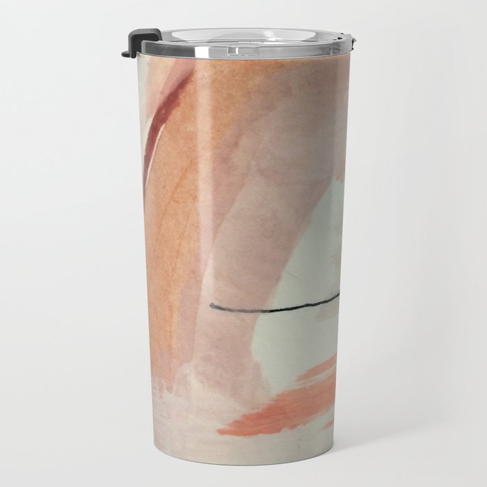 Aly [3]: minimal | pinks | white | black | mixed media | abstract | ink | watercolor | wall art Travel Mug Gallery Image 3