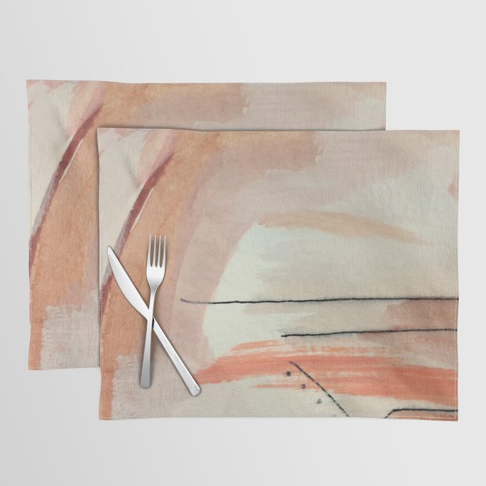 Aly [3]: minimal | pinks | white | black | mixed media | abstract | ink | watercolor | wall art Placemat Gallery Image 1