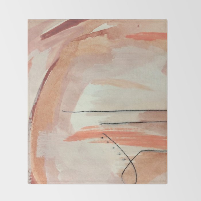 Aly [3]: minimal | pinks | white | black | mixed media | abstract | ink | watercolor | wall art Throw Blanket Gallery Image 2