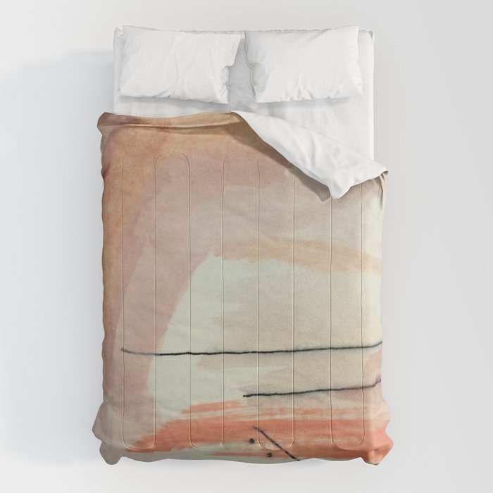 Aly [3]: minimal | pinks | white | black | mixed media | abstract | ink | watercolor | wall art Comforter Gallery Image 6