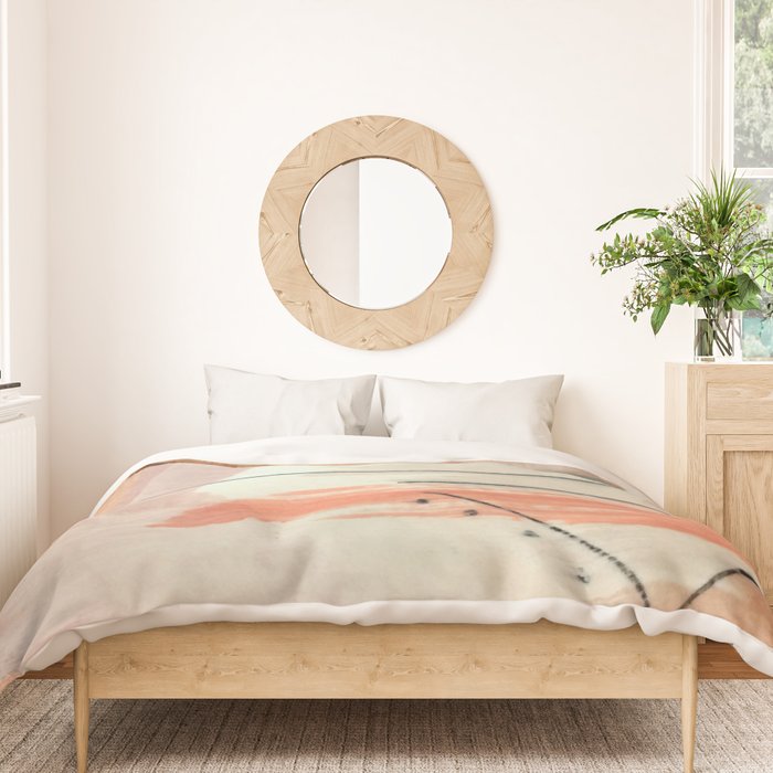Aly [3]: minimal | pinks | white | black | mixed media | abstract | ink | watercolor | wall art Duvet Cover Gallery Image 3