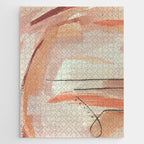 Aly [3]: minimal | pinks | white | black | mixed media | abstract | ink | watercolor | wall art Jigsaw Puzzle Gallery Image 1