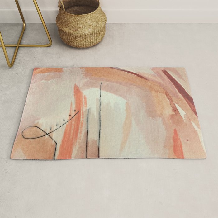 Aly [3]: minimal | pinks | white | black | mixed media | abstract | ink | watercolor | wall art Rug Gallery Image 1