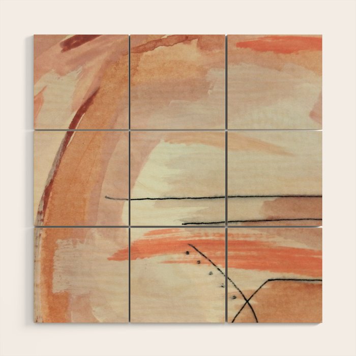 Aly [3]: minimal | pinks | white | black | mixed media | abstract | ink | watercolor | wall art Wood Wall Art Gallery Image 1