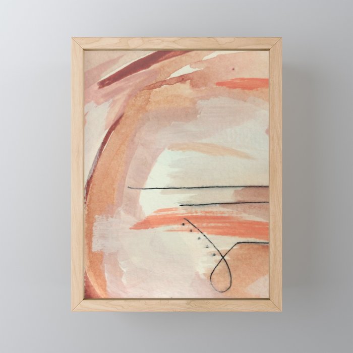 Aly [3]: minimal | pinks | white | black | mixed media | abstract | ink | watercolor | wall art Mini Art Print Gallery Image 1