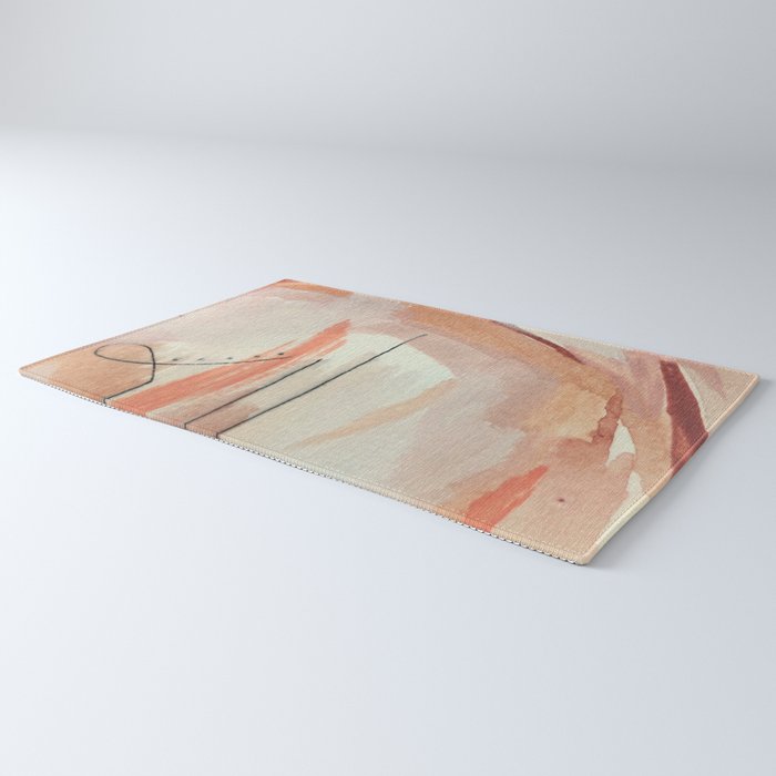 Aly [3]: minimal | pinks | white | black | mixed media | abstract | ink | watercolor | wall art Rug Gallery Image 3