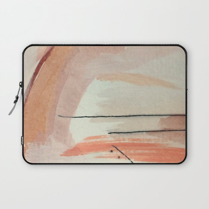 Aly [3]: minimal | pinks | white | black | mixed media | abstract | ink | watercolor | wall art Laptop Sleeve Gallery Image 1