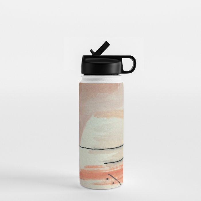 Aly [3]: minimal | pinks | white | black | mixed media | abstract | ink | watercolor | wall art Water Bottle Gallery Image 1