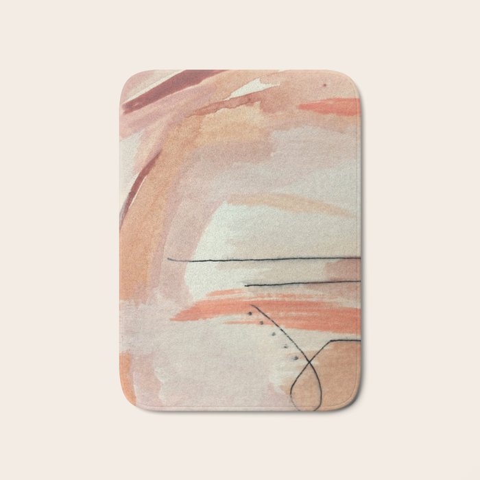 Aly [3]: minimal | pinks | white | black | mixed media | abstract | ink | watercolor | wall art Bath Mat Gallery Image 1