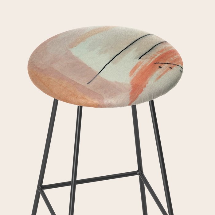 Aly [3]: minimal | pinks | white | black | mixed media | abstract | ink | watercolor | wall art Stool Gallery Image 2