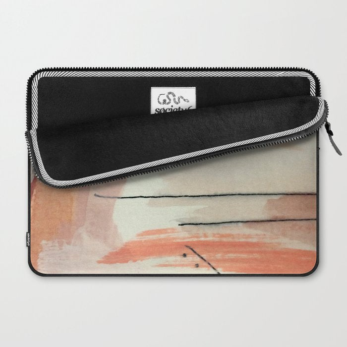 Aly [3]: minimal | pinks | white | black | mixed media | abstract | ink | watercolor | wall art Laptop Sleeve Gallery Image 2