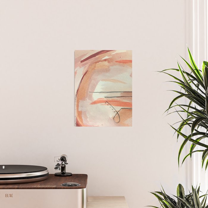 Aly [3]: minimal | pinks | white | black | mixed media | abstract | ink | watercolor | wall art Poster Gallery Image 2