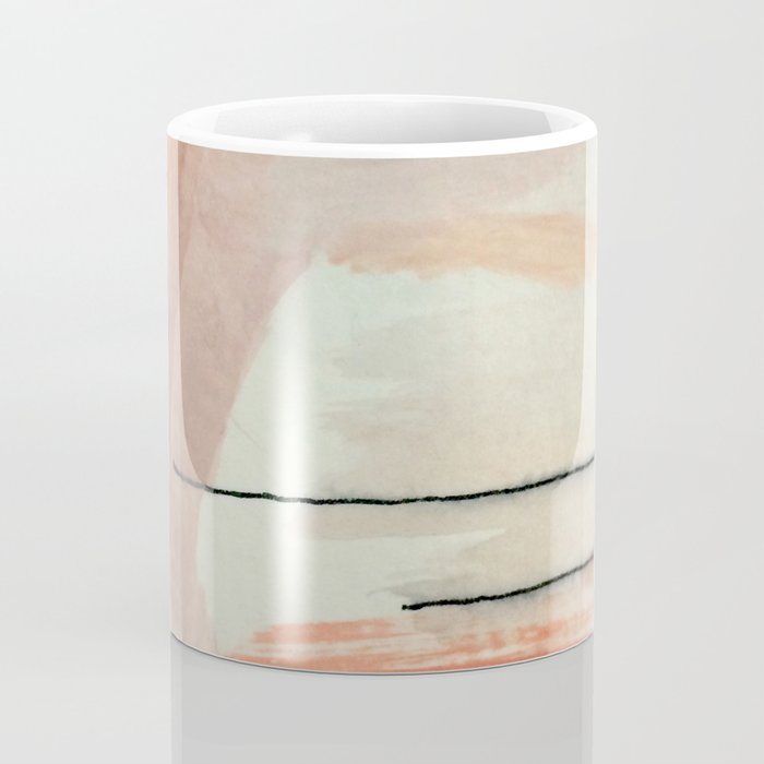 Aly [3]: minimal | pinks | white | black | mixed media | abstract | ink | watercolor | wall art Coffee Mug Gallery Image 4