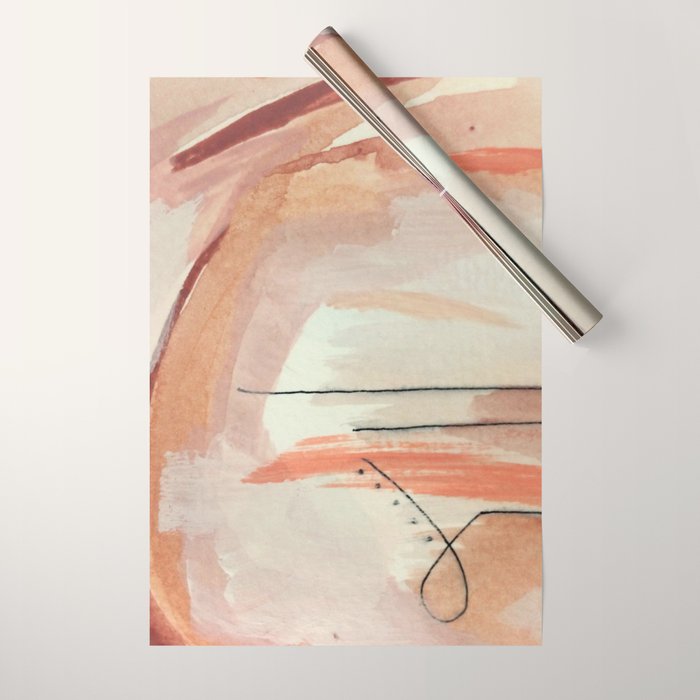 Aly [3]: minimal | pinks | white | black | mixed media | abstract | ink | watercolor | wall art Wrapping Paper Gallery Image 1