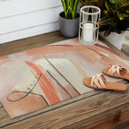 Aly [3]: minimal | pinks | white | black | mixed media | abstract | ink | watercolor | wall art Outdoor Rug Gallery Image 2