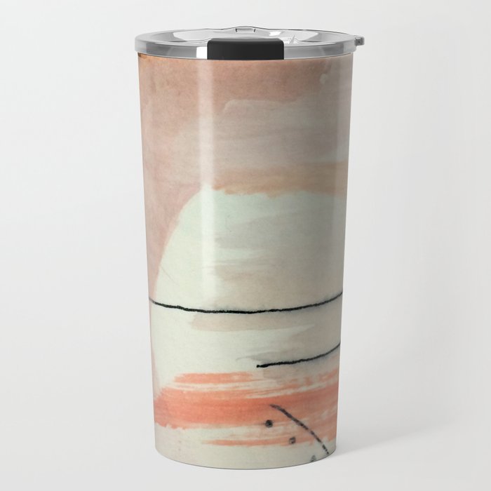 Aly [3]: minimal | pinks | white | black | mixed media | abstract | ink | watercolor | wall art Travel Mug Gallery Image 1