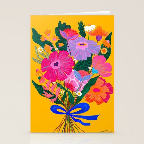 flower bouquet Pink Tangerine Stationery Card Gallery Image 1