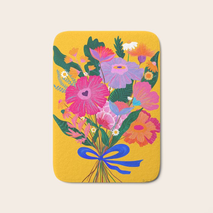 flower bouquet Pink Tangerine Bath Mat Gallery Image 1