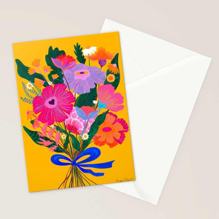 flower bouquet Pink Tangerine Stationery Card Gallery Image 2