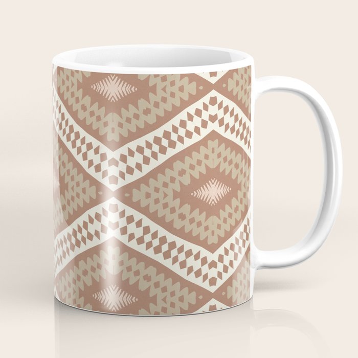 Ikat Hand-cut Pattern 1 Inspired by PANTONE 17 1230 Mocha Mousse Coffee Mug Gallery Image 1