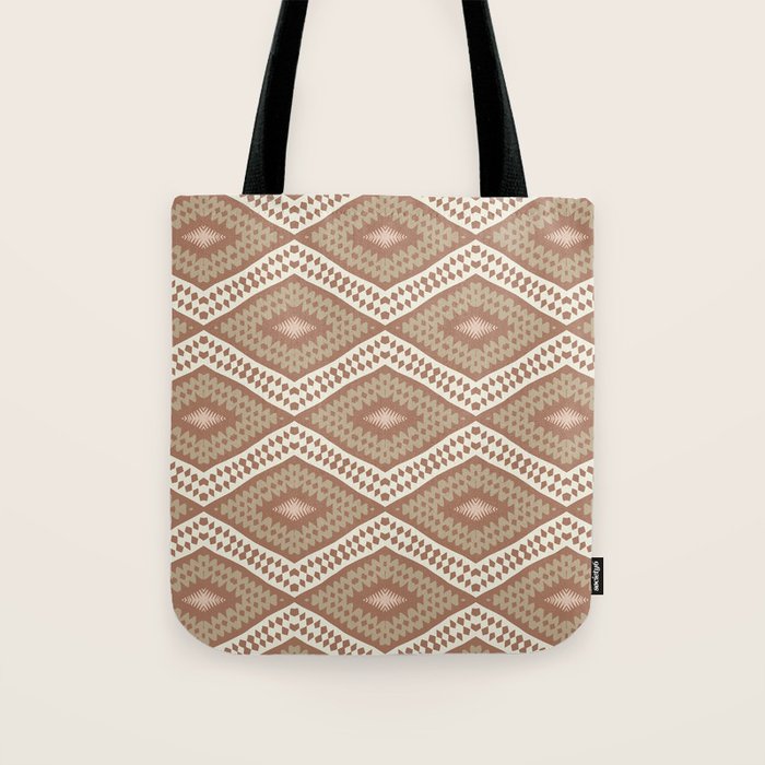 Ikat Hand-cut Pattern 1 Inspired by PANTONE 17 1230 Mocha Mousse Tote Bag Gallery Image 1