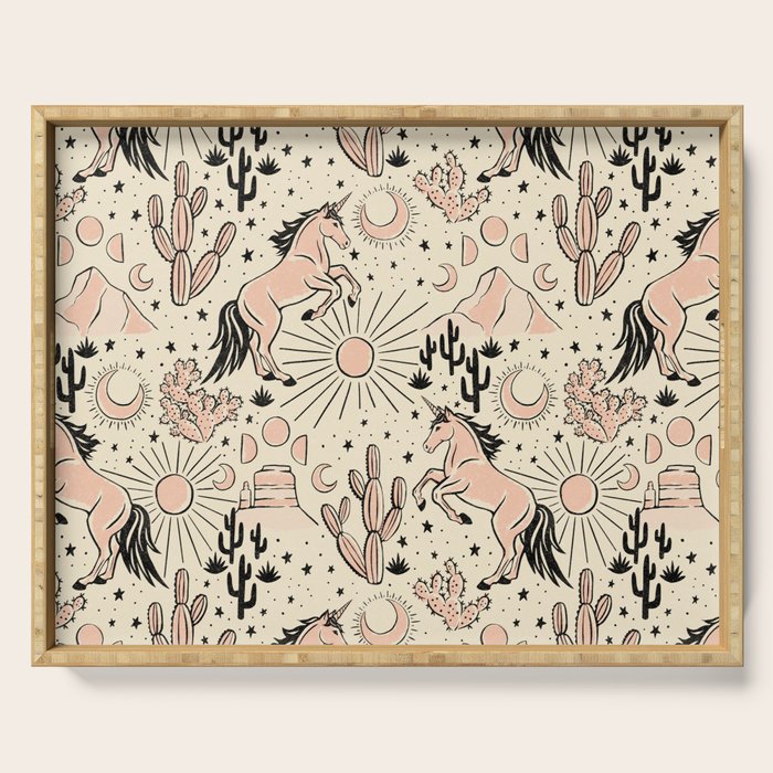 Desert Unicorn - Black, peach pink, and cream Serving Tray Gallery Image 1
