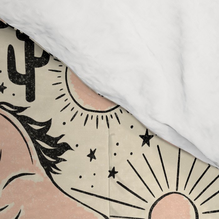 Desert Unicorn - Black, peach pink, and cream Comforter Gallery Image 4