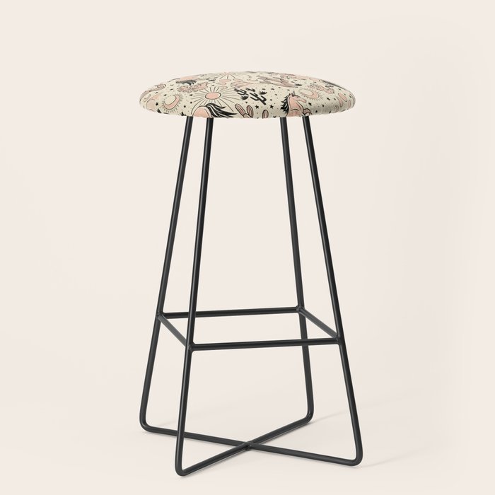 Desert Unicorn - Black, peach pink, and cream Stool Gallery Image 1