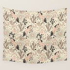 Desert Unicorn - Black, peach pink, and cream Wall Tapestry Gallery Image 4