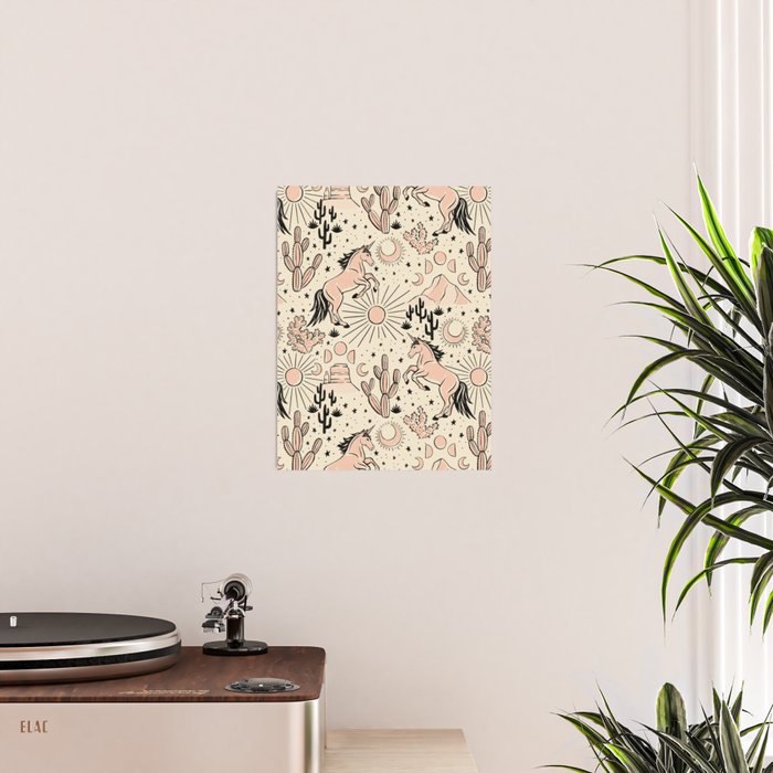 Desert Unicorn - Black, peach pink, and cream Poster Gallery Image 2