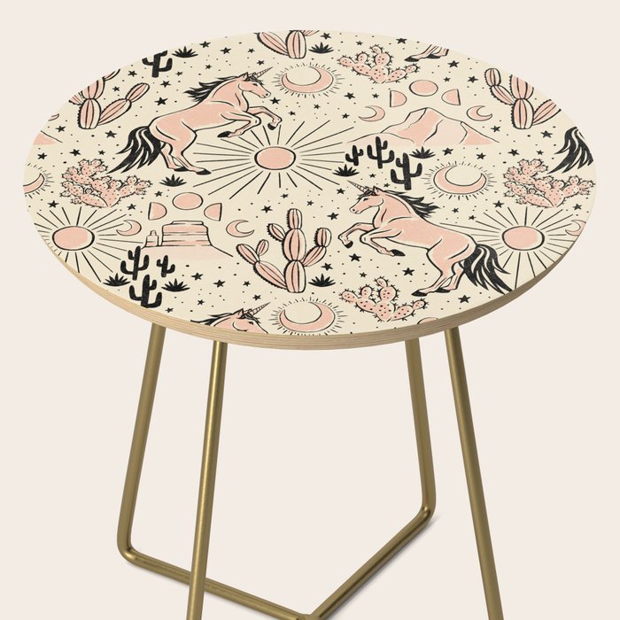 Desert Unicorn - Black, peach pink, and cream Side Table Gallery Image 2