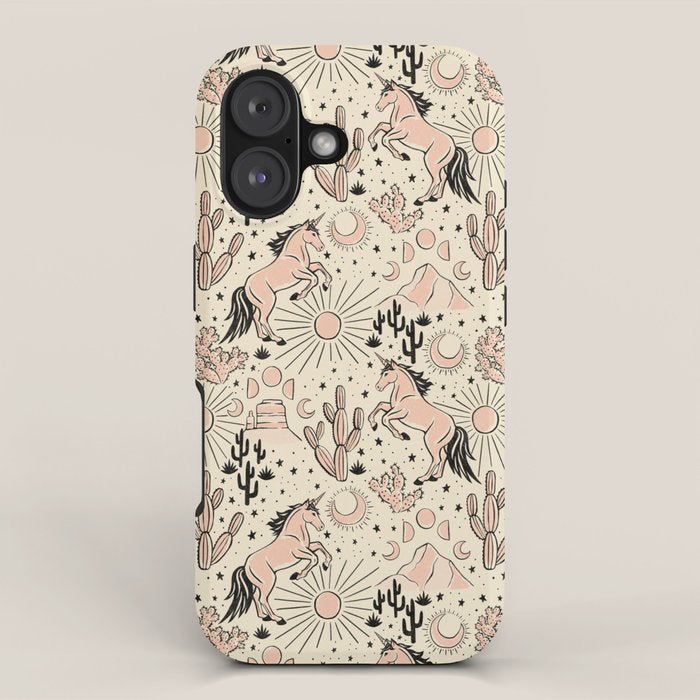 Desert Unicorn - Black, peach pink, and cream iPhone Case Gallery Image 1
