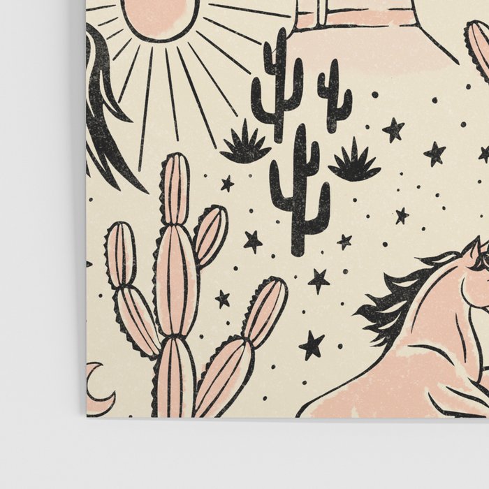 Desert Unicorn - Black, peach pink, and cream Poster Gallery Image 3