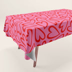 Red love heart cartoon pattern Tablecloth Gallery Image 1